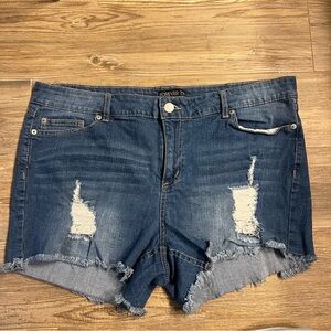 Forever 21 Distressed Blue Jean Shorts